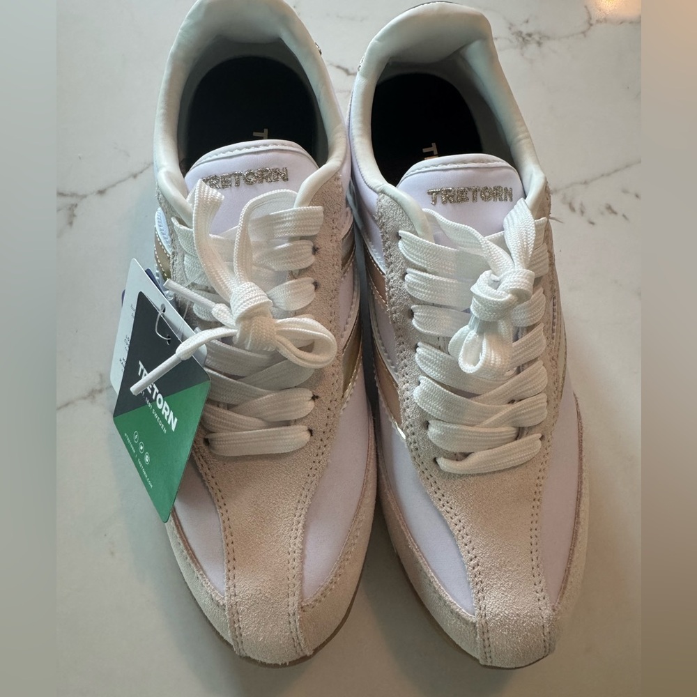 Tretorn Women's Kristine Elite Gold and White Sneakers - Picture 10 of 10